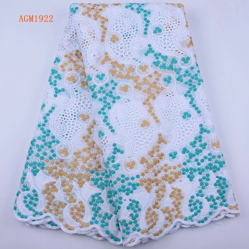Latest Nigerian Cotton Lace Fabrics 2020 African Swiss Voile Lace In Switzerland High Quality Polish Lace 5yard/lot 1922