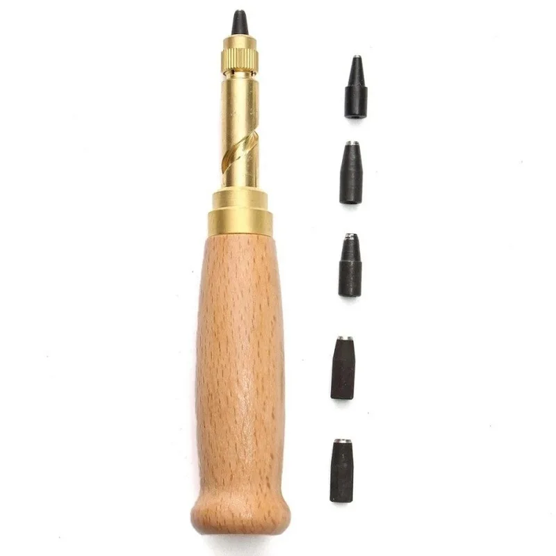 Automatic Belts Punch Replaceable Mute Rotary Punching Punchers Leather Punch Craft Tool Leather Tool Hole Punch Screw Drill Tip