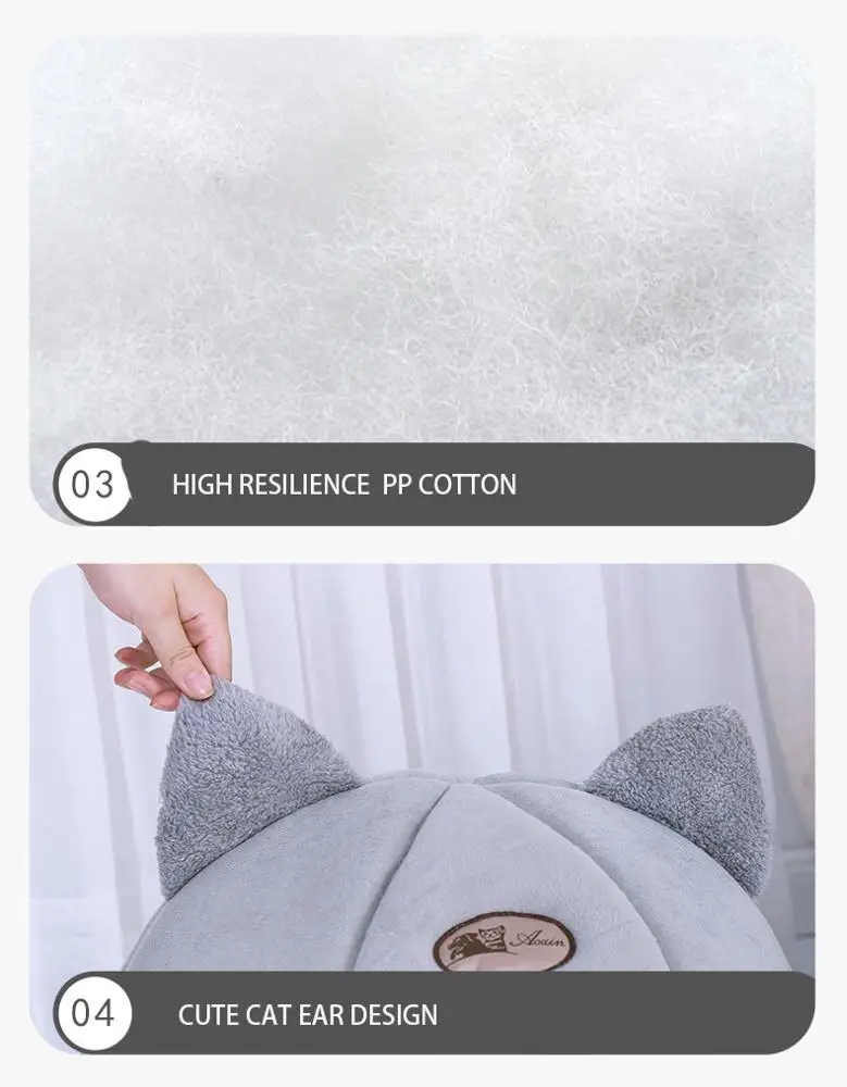 
BRIGHT PLUS Cat House Bed, Winter Warm Nest Soft Foldable Sleeping Mat Pad Cozy Kitten Cave Cute Pet Tent Beds for Cats Puppy 