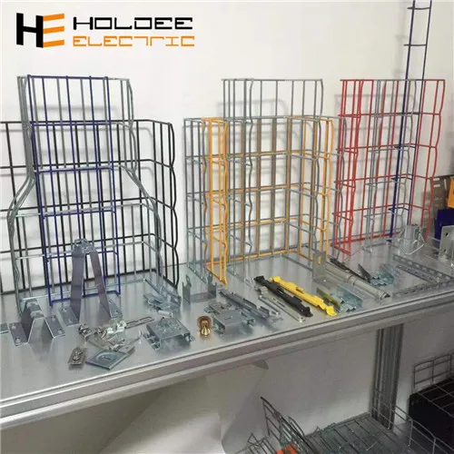 light powder coated galvanized steel basket type wire mesh cable tray 500mm with crimped top wirewith cover weight