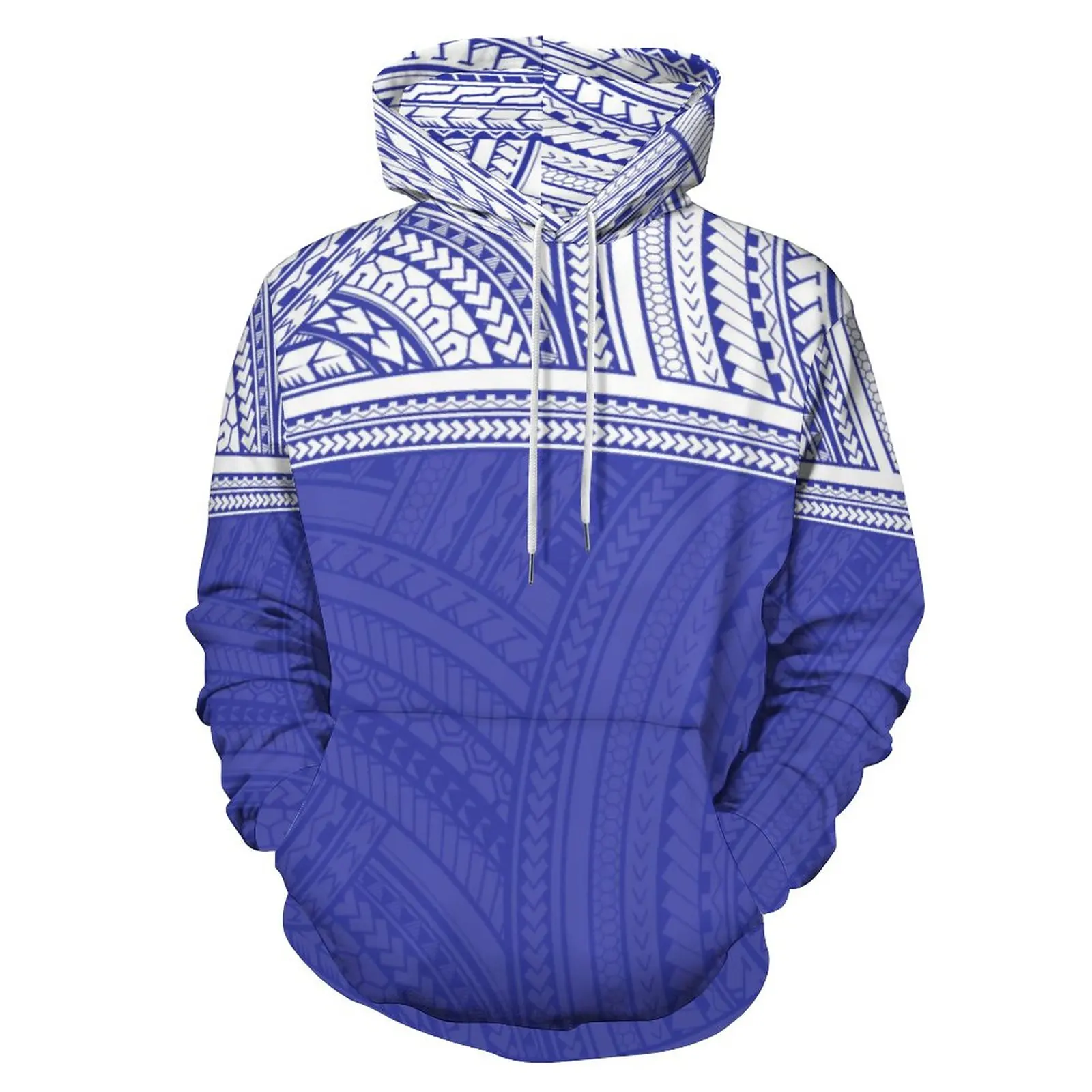 New Design 1 MOQ Custom Print Logo Polynesian Design Oversized Men Hoodies Polyester Hooded Sweatshirts Pullover With Pocket