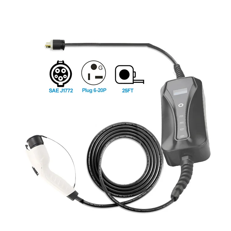 1 phase 16a current adjustable ev portable charger 3.5kw type 1 for electric vehicle