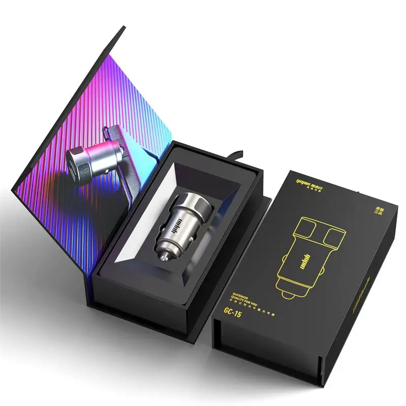 
new design branded quality metal qc car charger,type-c car charger 