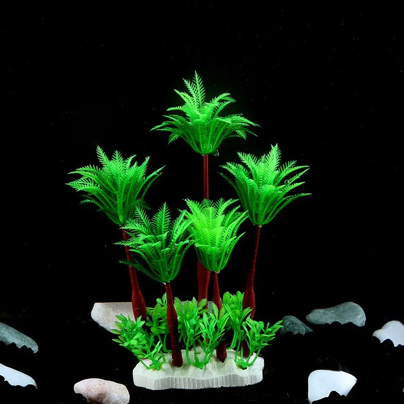 Fish tank landscape simulation plant coconut tree water grass sand pan bonsai decoration aquarium