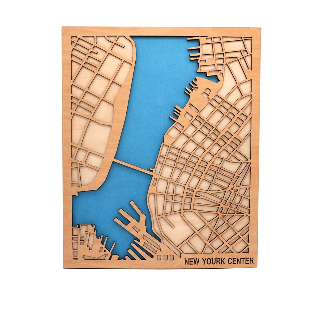 Custom wall wooden city map world map accept customization 3d puzzle decoration for living room or office