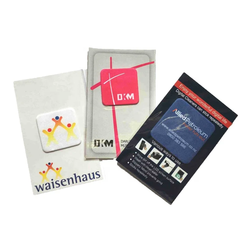 Custom Reusable Microfiber Silicone Stick on Mobile Phone Wiper Screen Cleanser