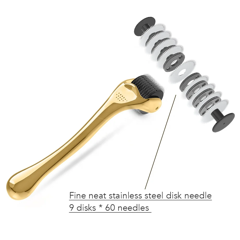 Hot Selling Amazon Top Sell Gold Titanium Microneedle Derma Roller 0.25mm Wholesale 540 Needlea Face Acne Removal Dermaroller