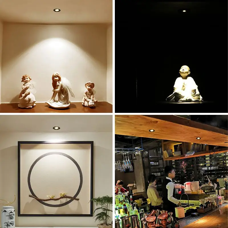 1W 3W LED Recessed Cabinet Mini Spotlight DC12V Jewelry Show Aluminum Body Industrial Down Light