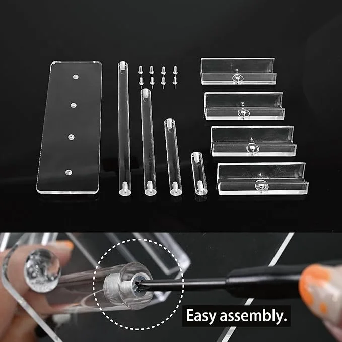 4-Tier Acrylic Eyewear Display Stand Sunglasses Rack Holder Organizer with 5 H for Sunglasses and Eyeglasses Storage