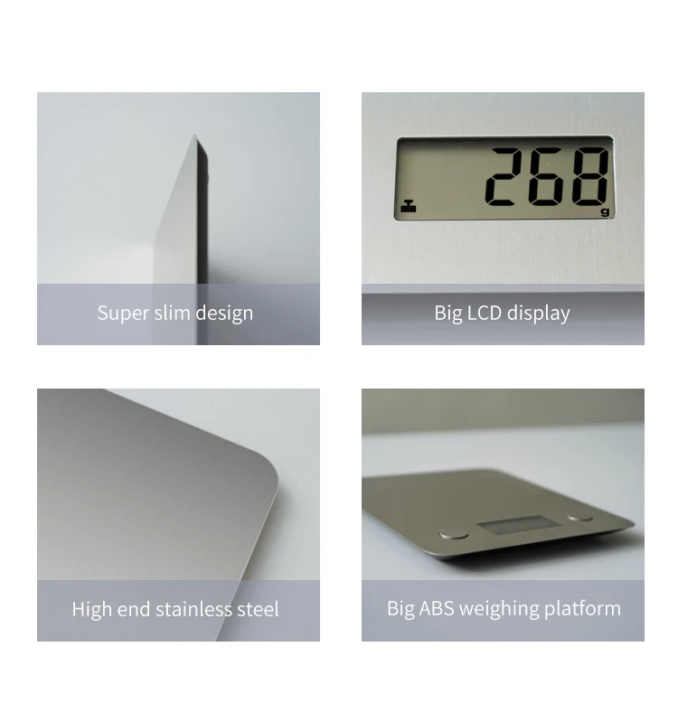 Hot Sale 5kg Stainless Steel Smart Food Scale LCD Display Bluetooth Tempered Glass ABS Plastic Material Certified Rohs Household