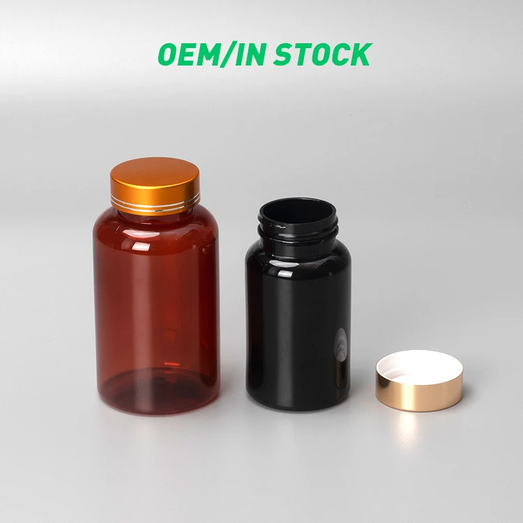 Wholesale PET plastic cilynder medicine pill vitamin capsule bottle with aluminum caps