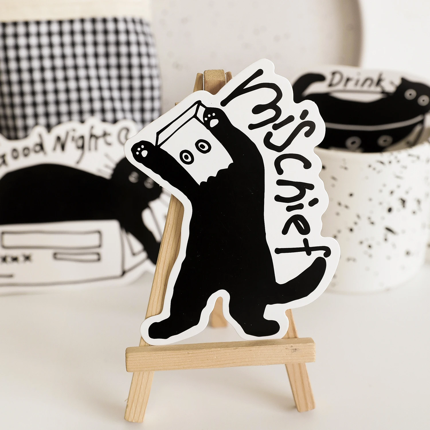 Mr. Paper 1 Design 30 Pcs/Box Postcard Cute Black Cat Cartoon Animal Decoration Postcard for Kid DIY Decoration