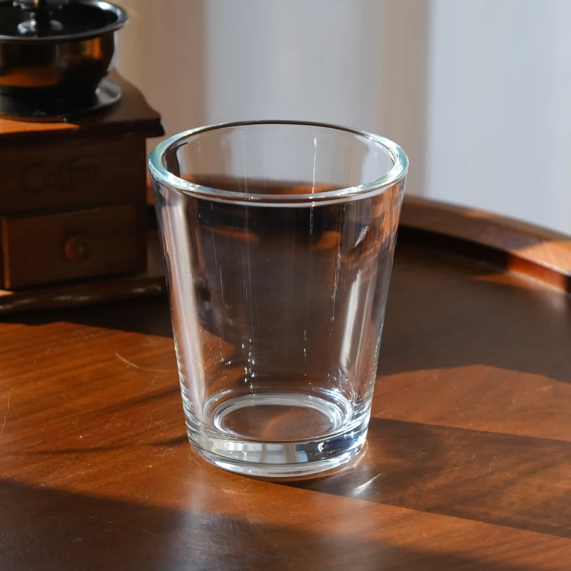 Wholesale 500ml V shape glass candle holder for home deco popular 14oz filled wax V shape glass candle jars