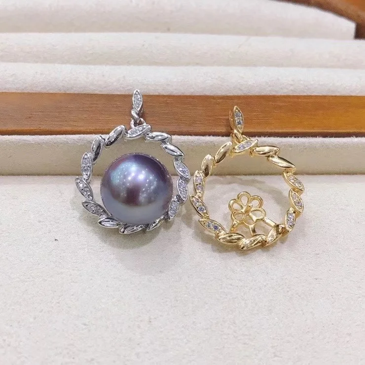 924P 11-12mm Real Natural Freshwater pearl necklace with 925 sterling silver with Gold Plated pendant necklace