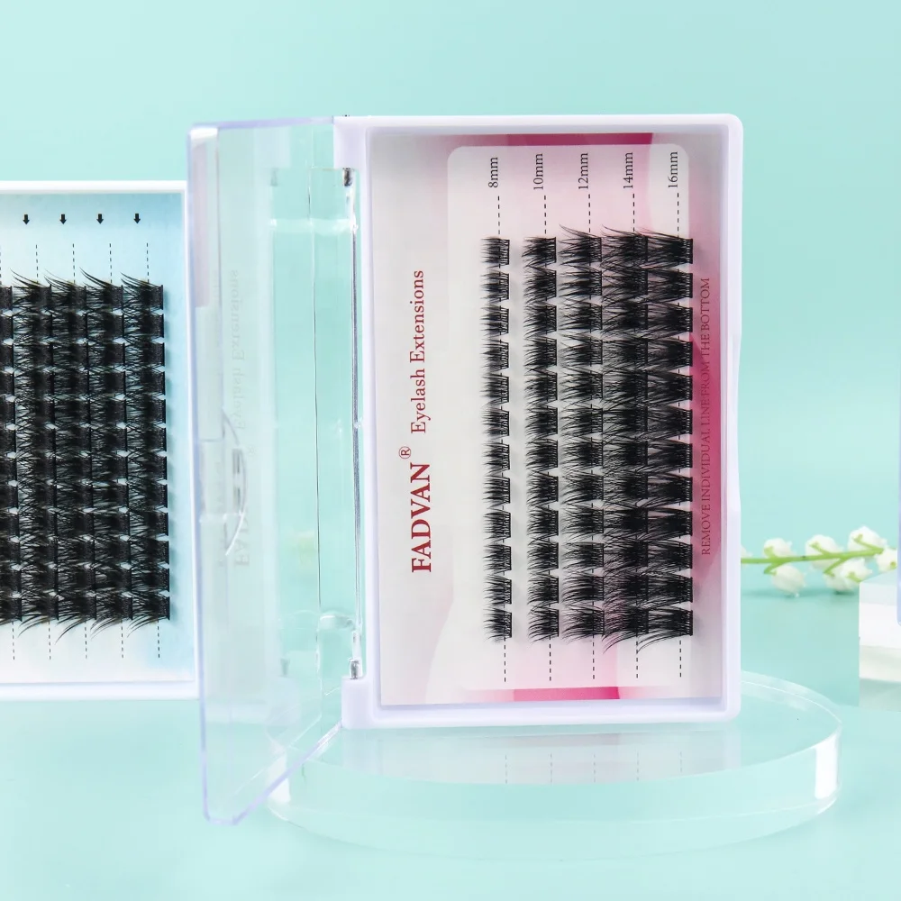 Free Logo Design Segmented Eyelash Fans Lash Clusters Faux Mink Eyelash Customized Brand Box Self Grafting Diy Eyelash Extension