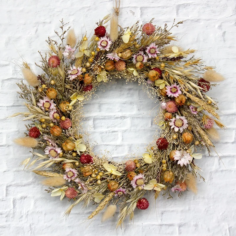 Натуральный цветочный венок ручной работы украшение на стену в повседневном стиле для дома сушеный подвесное входной двери