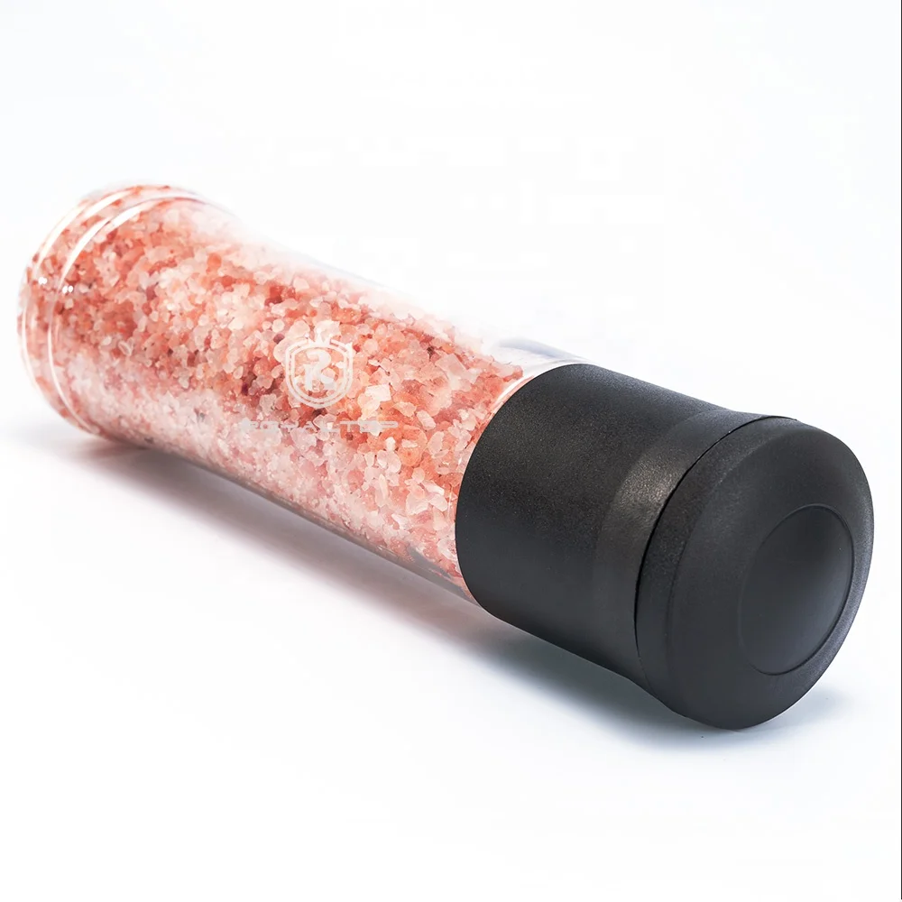 wholesale 12oz clear pet spice packaging seasoning mill bottle jar plastic shaker pepper and himalayan salt grinder