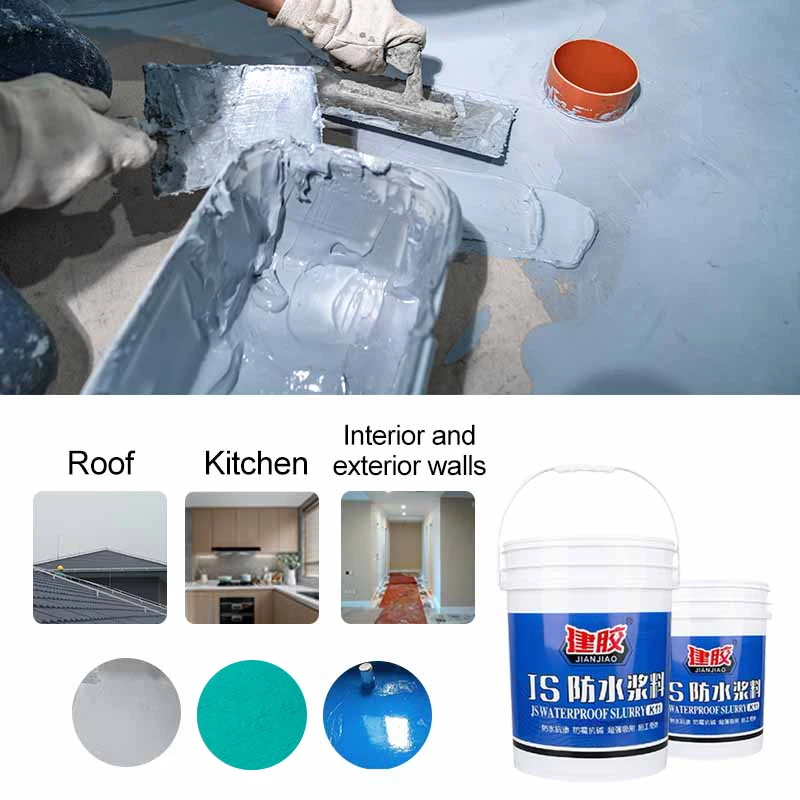 Liquid Applied Waterproofing Chemicals   Elastomeric Coating Acrylic Based Polymer Additive JS Waterproof Slurry