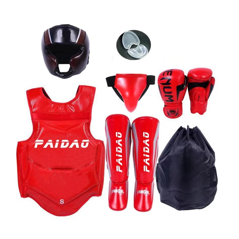 Taekwondo Protector Equipment Whole Sparring Gear Set with Head Guard Chest Protector Foot guard and Hand guard