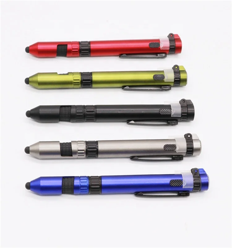 Multi-function 6-in-1 compass led mobile phone holder touch screen screwdriver ballpoint pen
