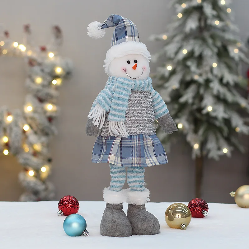 New Christmas decorations Telescopic Doll Sitting snowman holiday house table Decor cute doll kids toy ornaments Christmas Doll