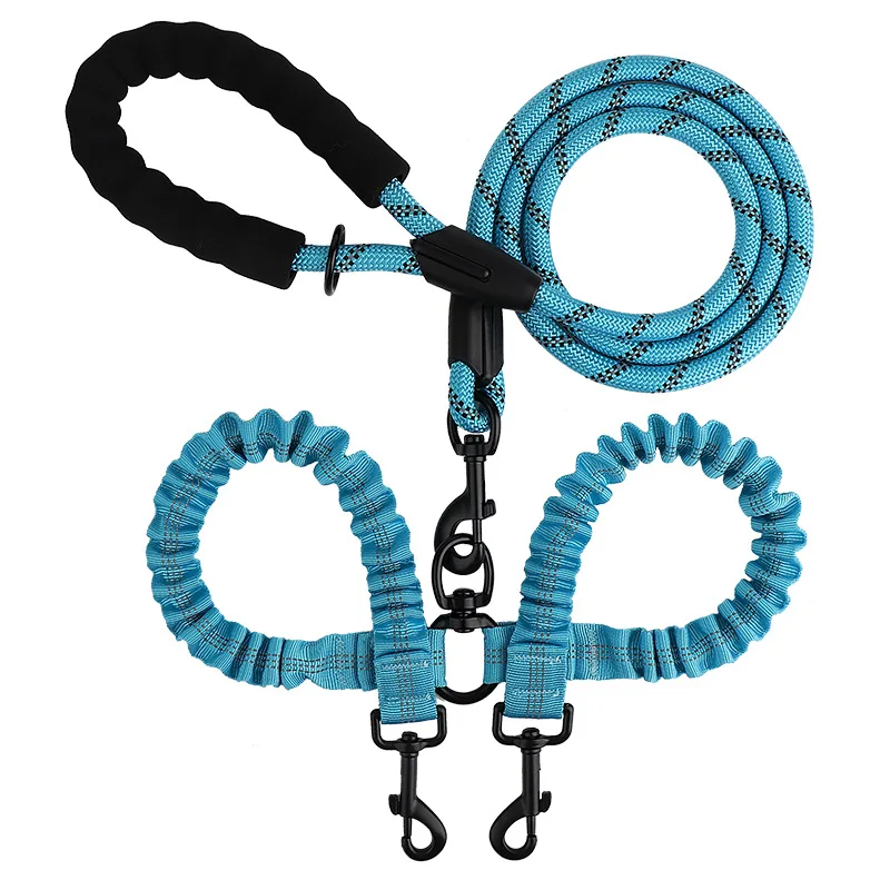 Double pet leash reflective rope puzzled pet dog harness leash set Pet collars leashes and harness