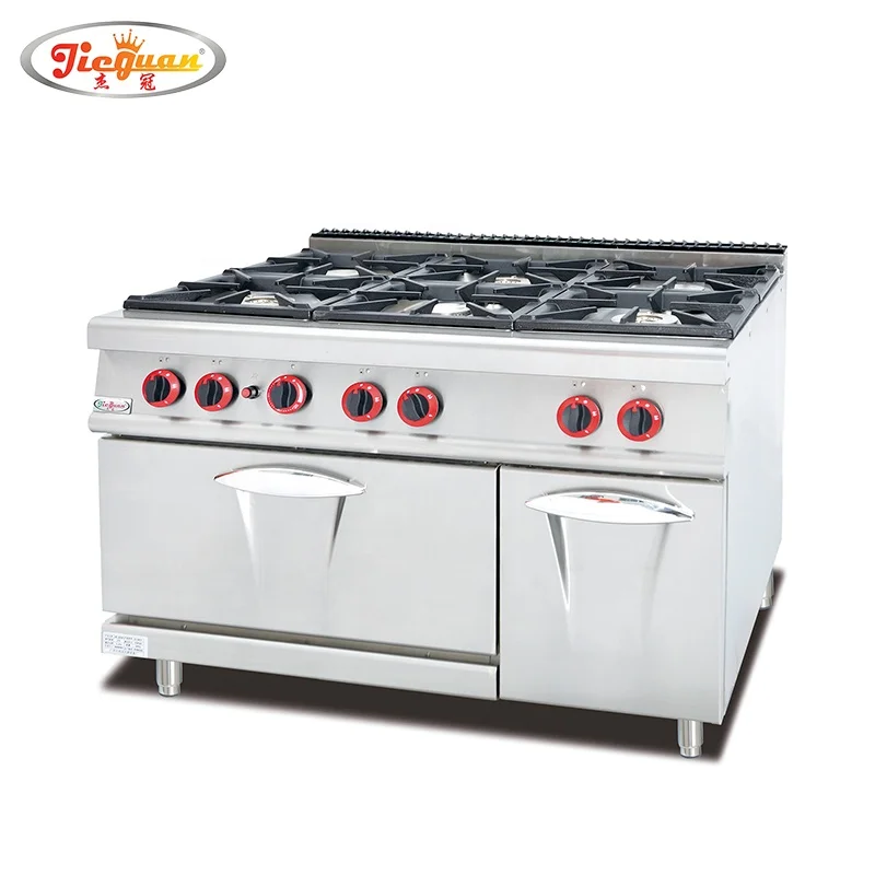 GH-997A GAS RANGE WITH 6 BURNER & OVEN Stainless Steel Gas Range With 6-Burner and the oven below the burners(CE certificate) A: