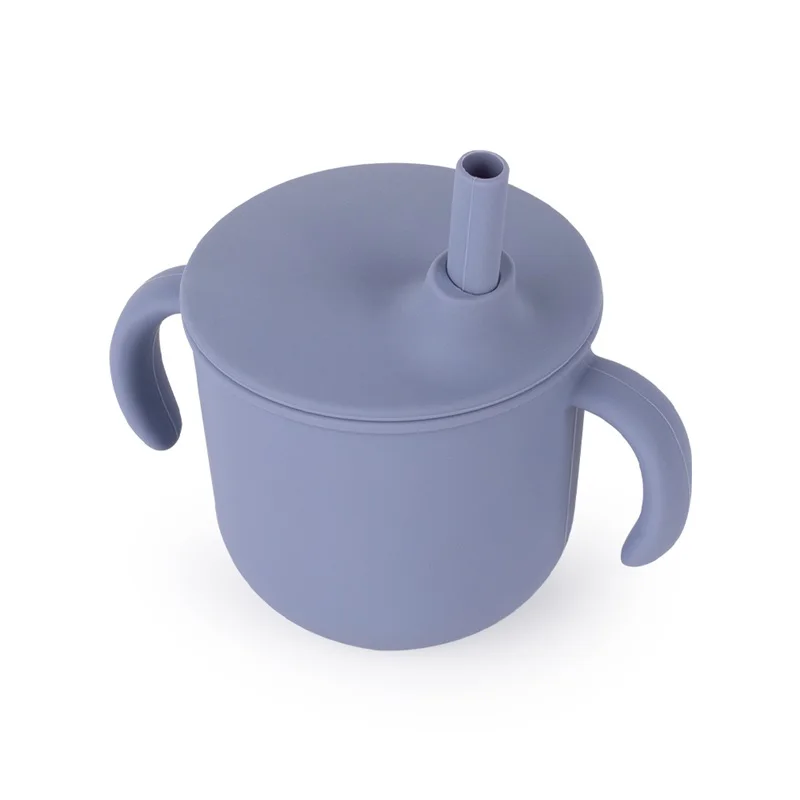 Baby Straw Cup With Spoon Silicone Training Cup with Straw Lid Baby Water Drinking Baby Led Weaning Sippy Cup for Kids