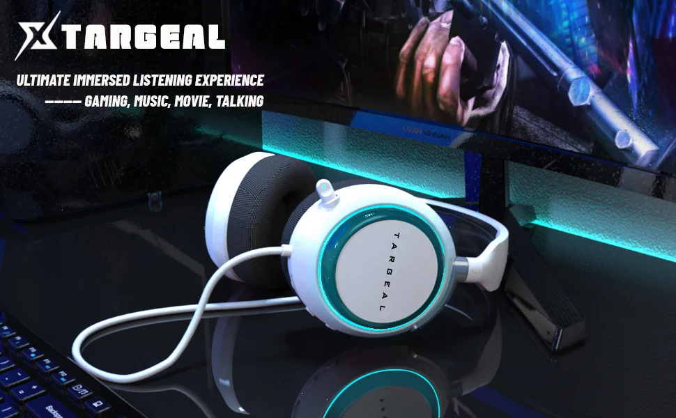 Head-mounted game headset gaming headset virtual surround sound with microphone