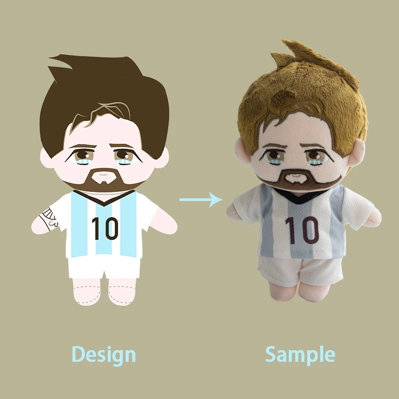 High quality football player Messi Plush Doll custom enterprise club football star image mascot plush doll