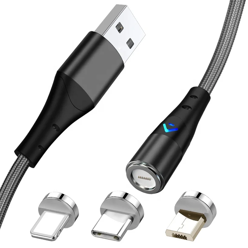 Hot Sell 3 plug 3 in 1 Magnetic Fast Charging Usb Cable  for Micro IOS Type C Cell Phone Wholesale line cable