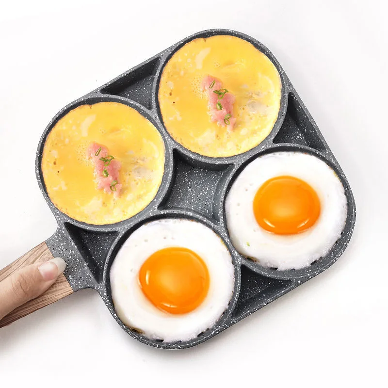 Amazon Hot Sale 4 In 1 Multi Egg Hamburger Pan Skillet Egg Pan Aluminum Non Stick Skillet Mini Four Hole Frying Pan
