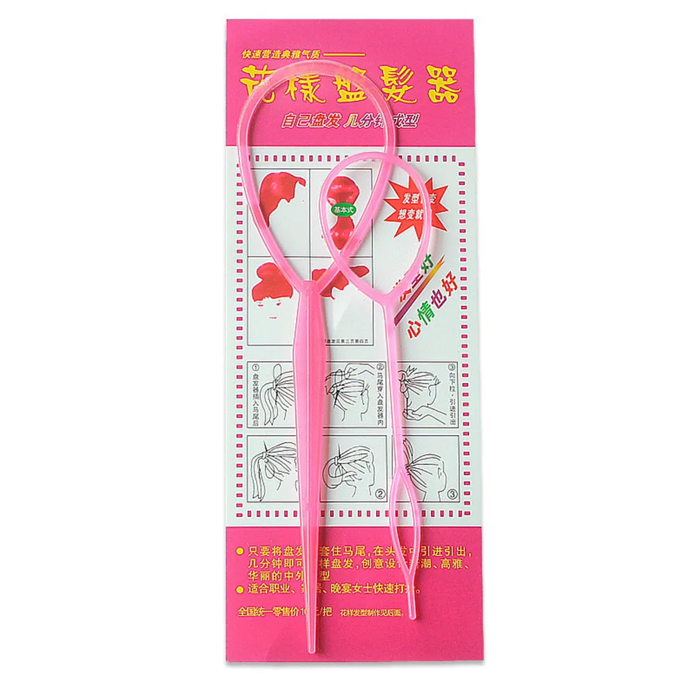 Popular 2pcs Ponytail Creator Plastic Loop Styling Tools Black Topsy Pony topsy Tail Clip Hair Braid Maker Styling Tool Fashion