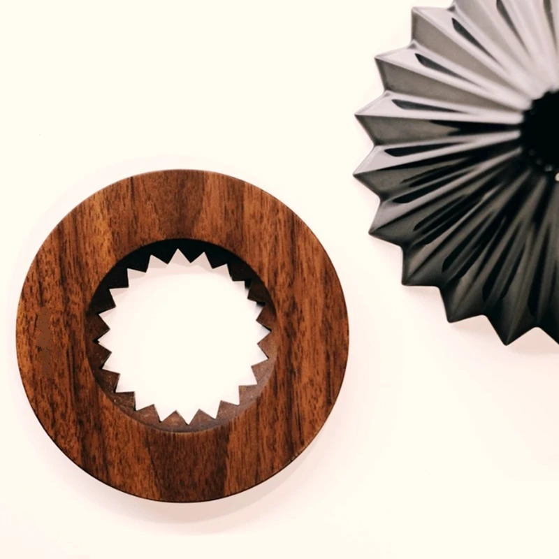 Fixed Ring Wooden Walnut Hold Coffee Dripper Wooden Dripper Holder for Origami