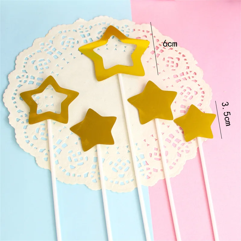 Girls Pretty  Ins Style Birthday Paper Cute Attractive Hollow Five-Pointed Star Shape Baking  Inserts