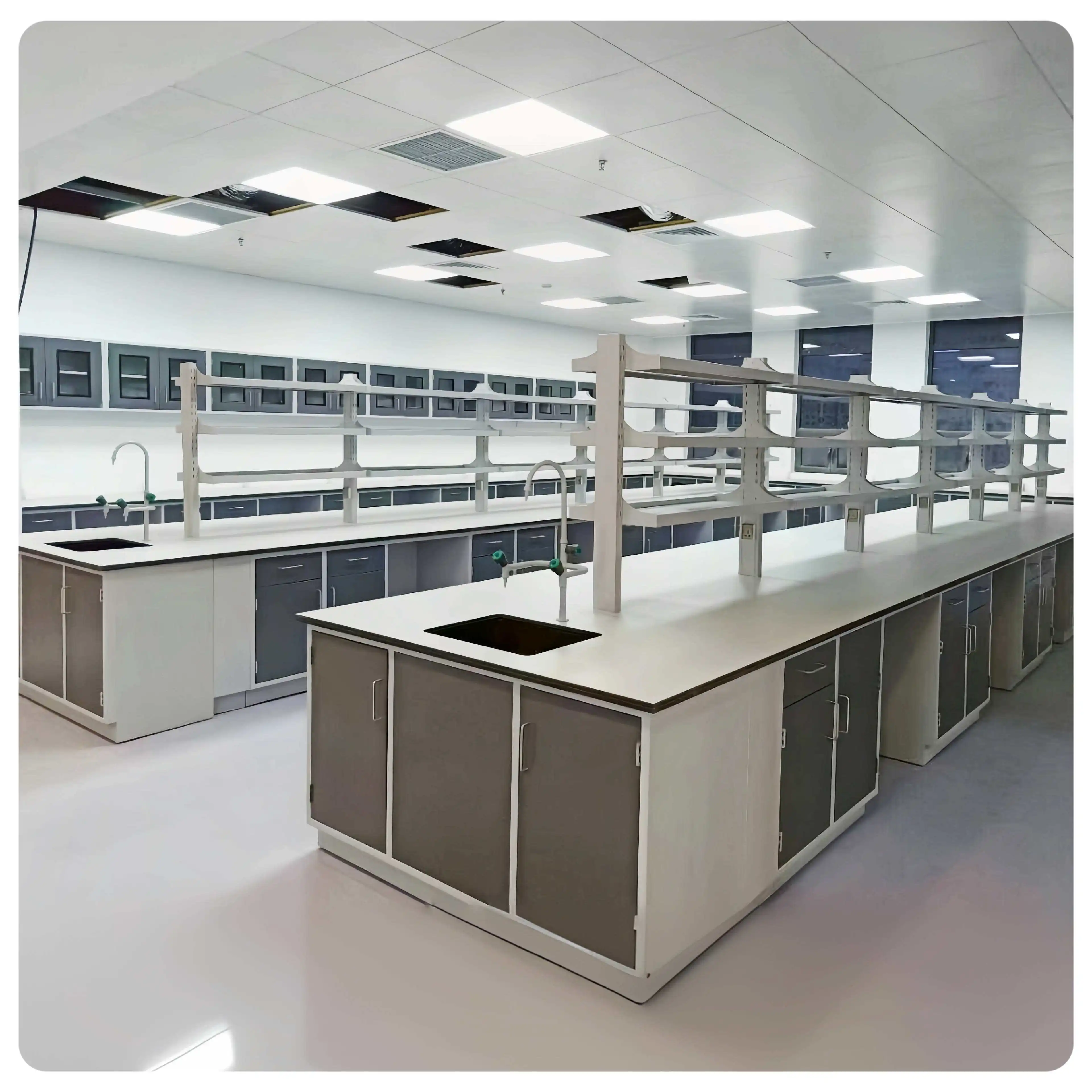 Floor-mounted lab benches customizable chemistry laboratory furnitures lab work benches