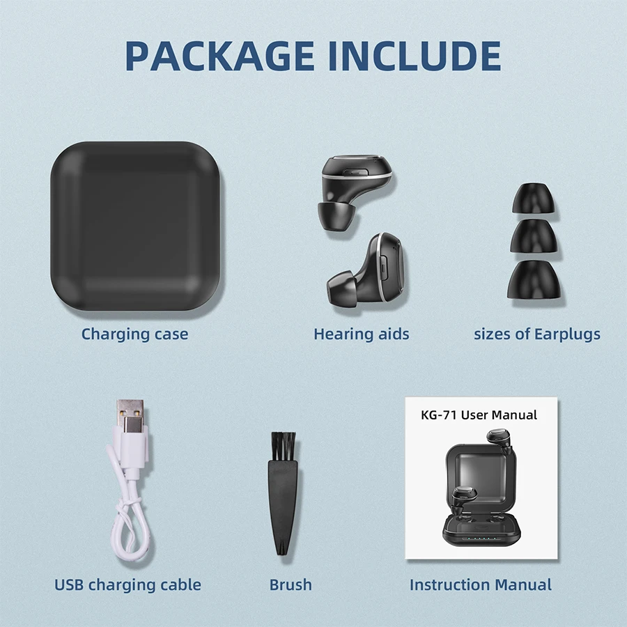 Auricolari Per sordi Rechargeable ITE Hearing Amplifier Elderly Care Products Invisible Hearing Aids For elderly