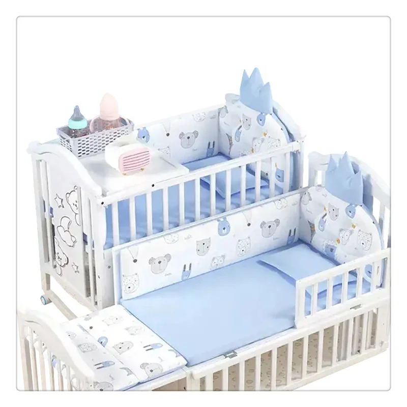 Modern Portable New Born Baby Bed Solid Wood Convertible Baby Crib Kids Bed For 0-8 Years Old Children