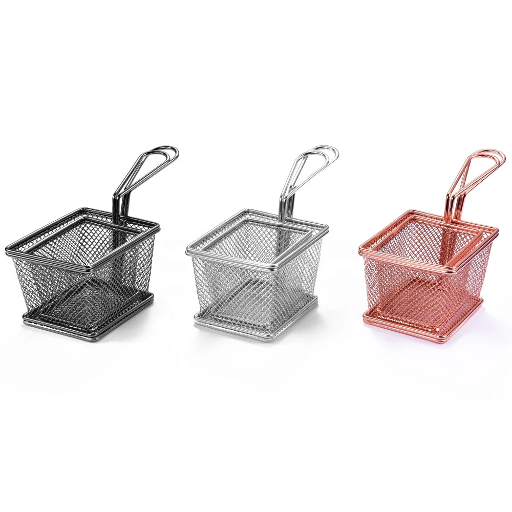 Commercial Stainless Steel wire Fry Basket Taco French Fries Chicken Square Filter Electric Fry Oil Net Leakage Basket