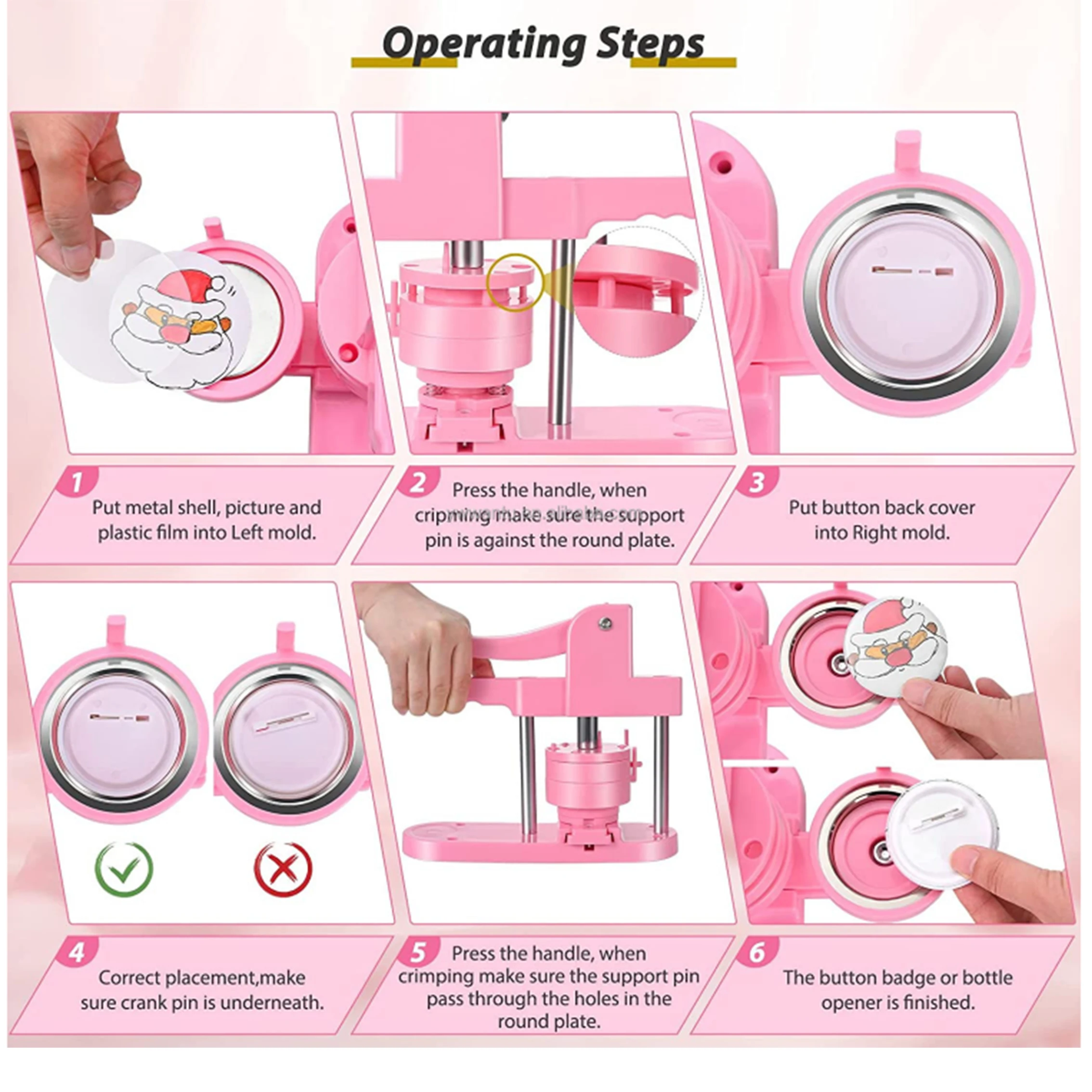 Button Maker Machine Multiple Sizes with 200pcs