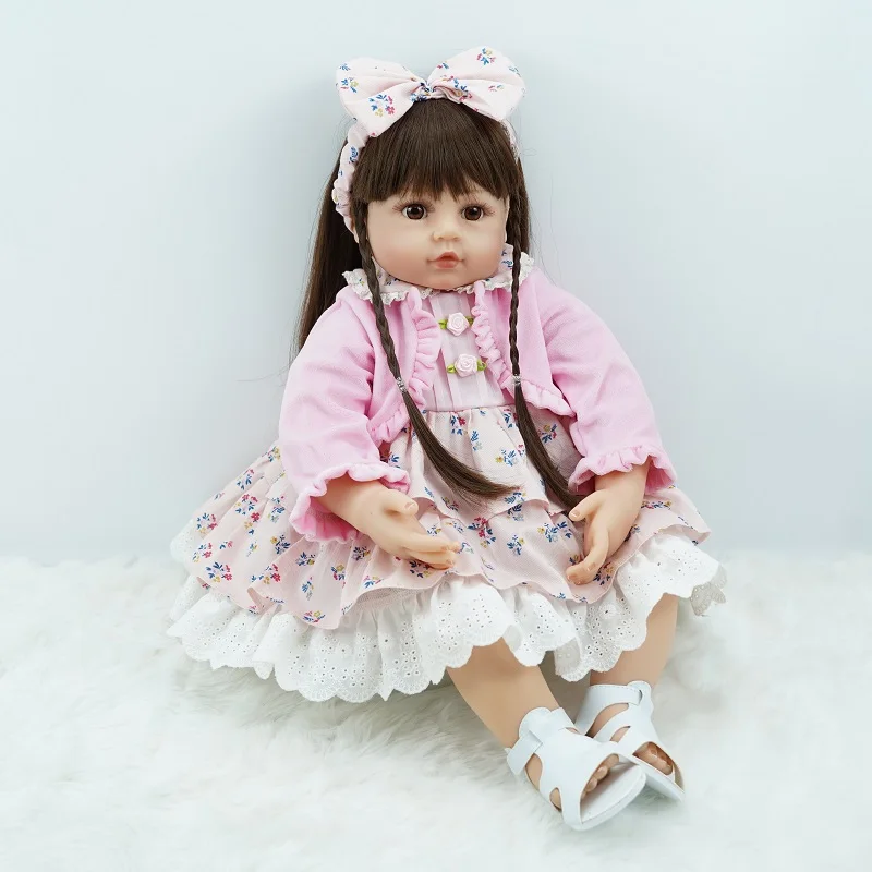 Sweet Adorable Face 24 Inch Real Baby Dolls Bebe Reborn Doll Bebes de Silicona Toy for Nurturing Play