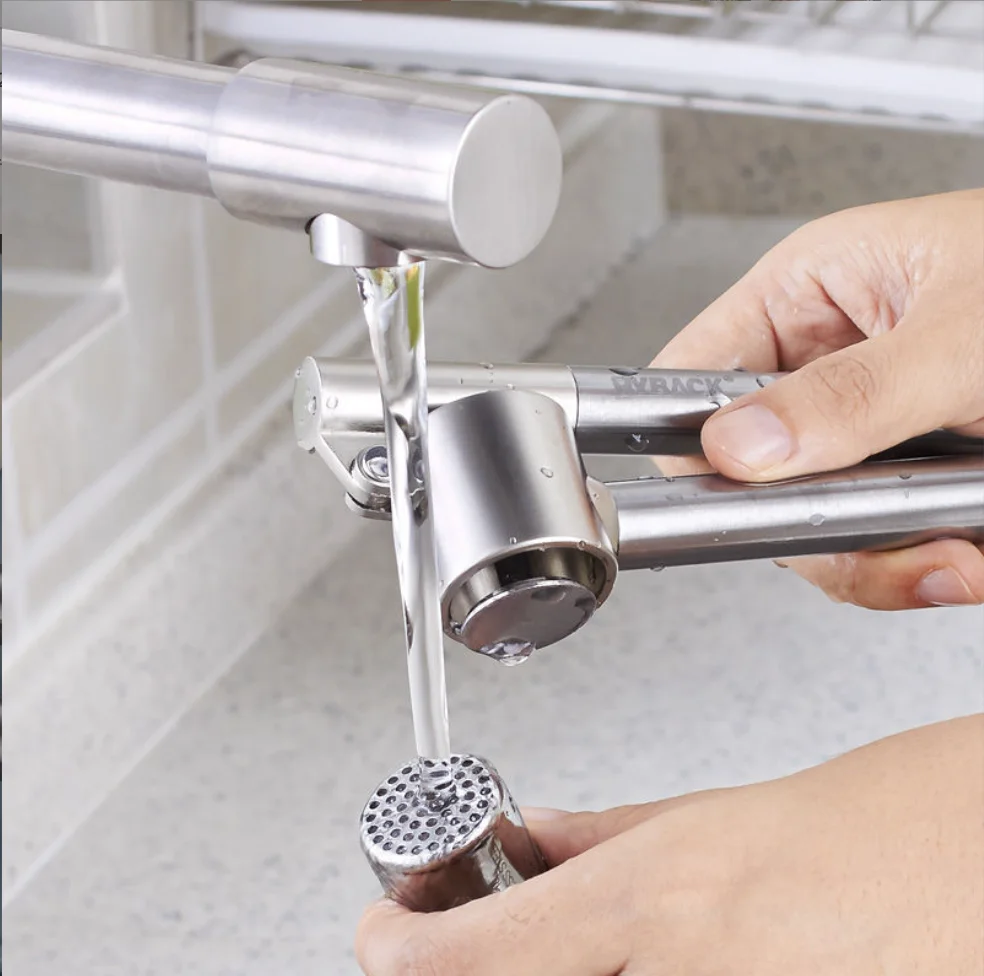 304 Stainless Steel Garlic Press Mincer Garlic Crusher Peeler Set Detachable Heavy-duty Rust Proof Garlic Mince