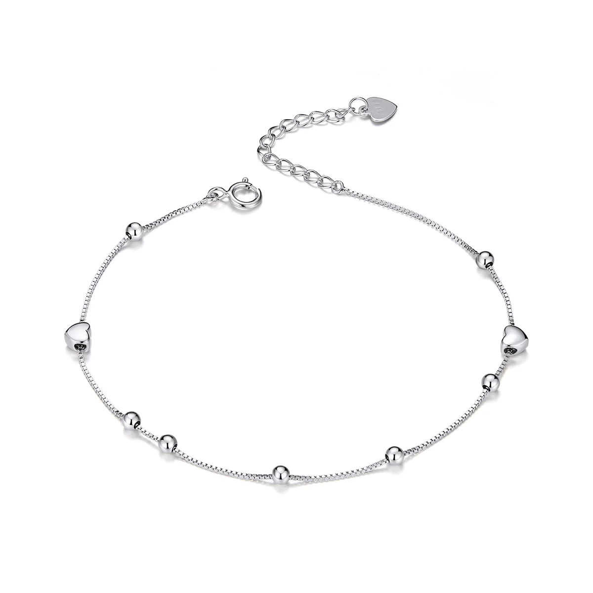 Valentine pure silver plated platinum bracelet heart small ball simple S925 girls silver bracelet