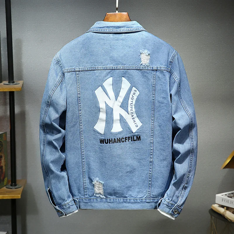 OXGIFT wholesale custom black blue mens denim jacket men