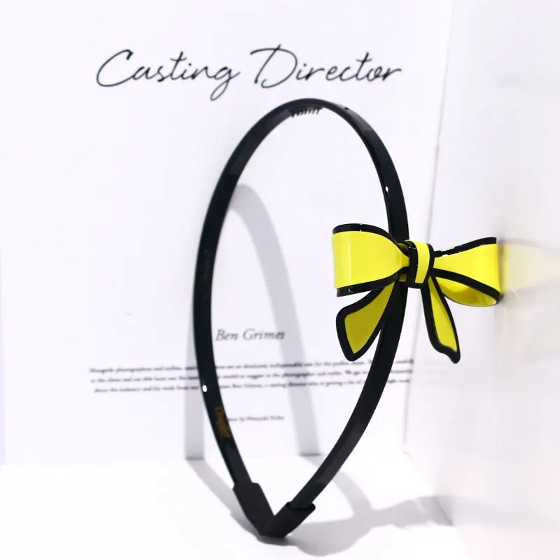 wholesale trendy acetate pvc pink bow headband for girls women fashion hairband accessories plastic hair hoop headband with bows