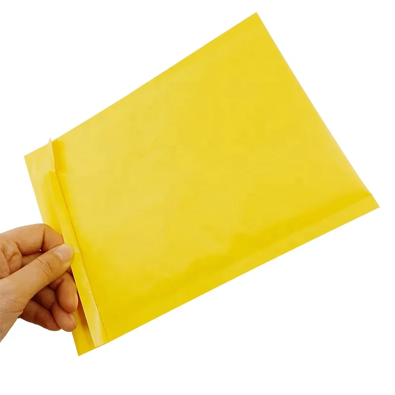 Yellow Kraft paper bubble envelope padded in mailing bag customized color plastic packaging top quality