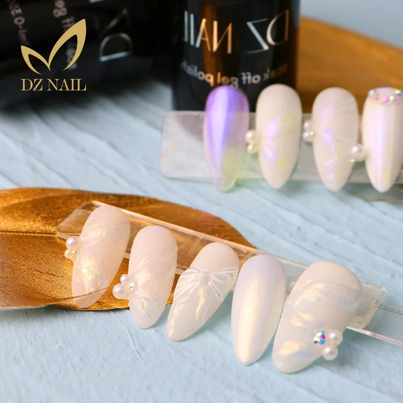 New Arrival 12 Colors Pearl Shell Texture Gel Thread Top Coat Nail Polish UV Gel For Nails