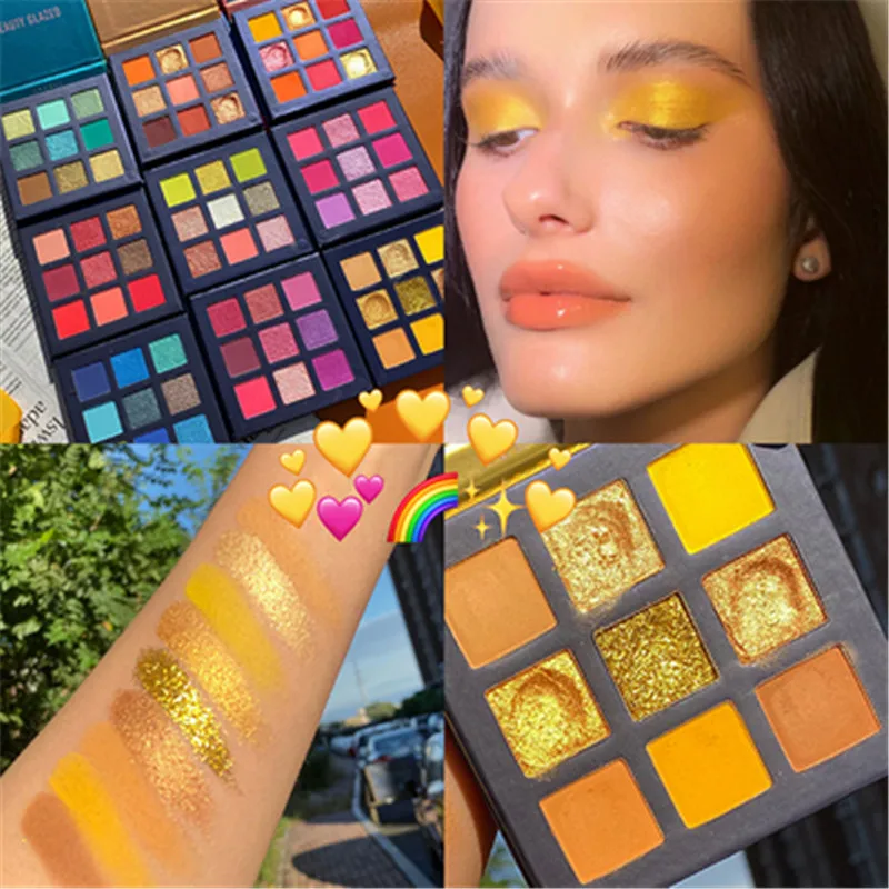 2022 hot sale Eyeshadow Palette Holographic Shiny Matte Glitter Pigment Eye Shadow Palette Metallic Diamond Makeup Palette set