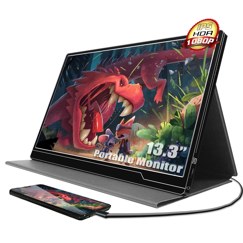 13 inch type-c hd interface 1080p attached mini lcd monitor dual extendable screen full hd ips panel display portable laptop