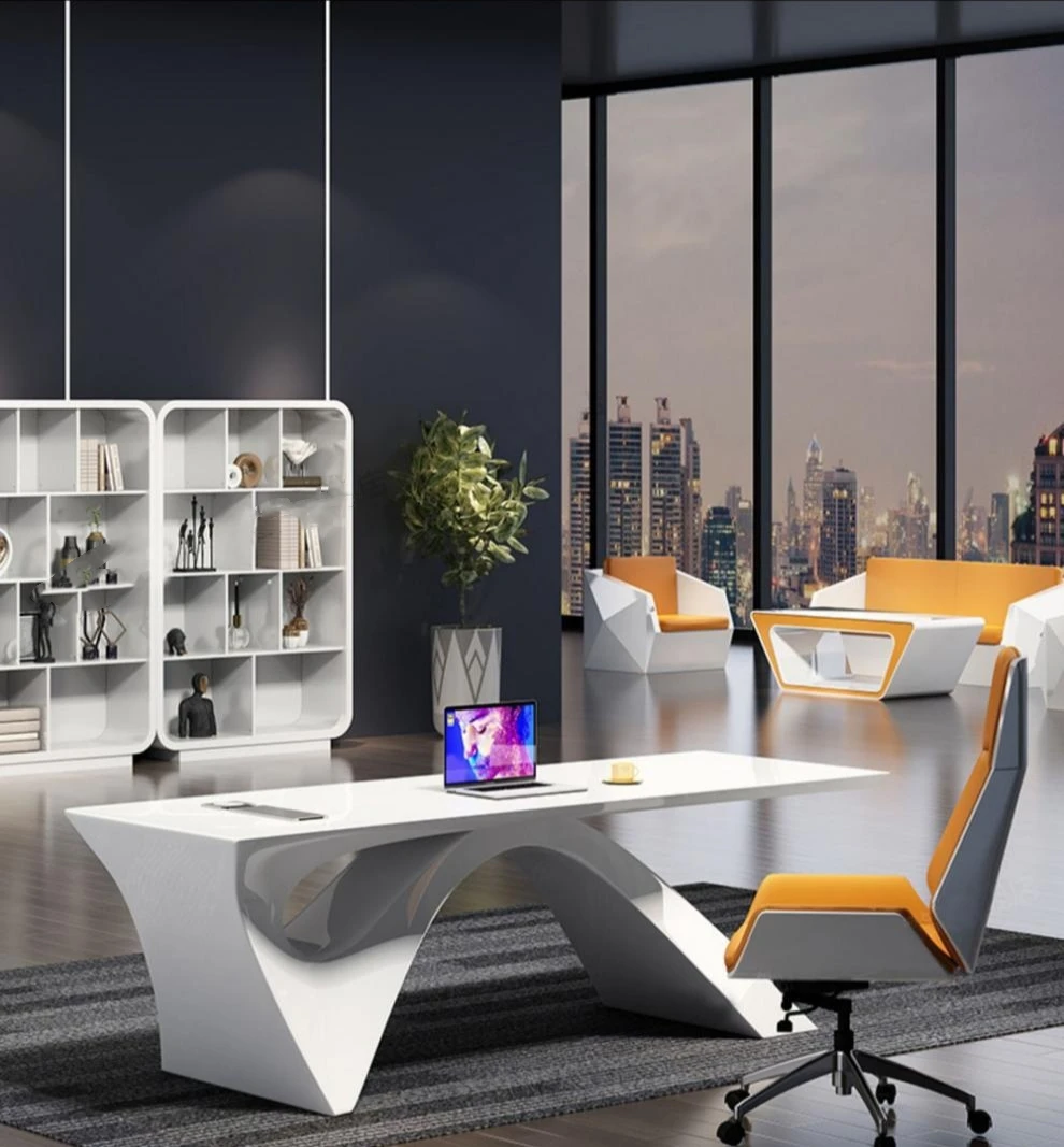 Paint Special-shaped Desk Beauty Salon Consultation Table Doctor Desk Single Female Manager Desk Light Luxury High-end Table